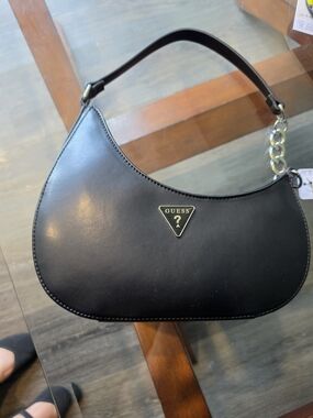 GUESS Black Crescent Shoulder Bag